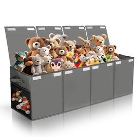 Extra Large Toy Chest,50"x15"x12" Toy Box for Kids Boys Girls,Collapsible Sturdy Toy Storage Organizer with Mesh Pockets,Large Kids Toy Chest Storage Boxes Bins Baskets for Girls,Boys,Nursery, (Grey)