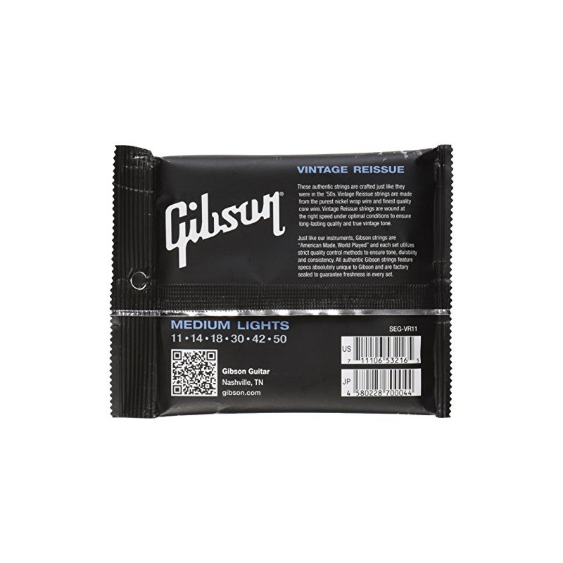 Gibson Gear Vintage Reissue Electric Guitar Strings, Medium (11-50)