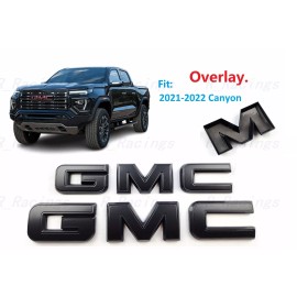 Auto Front & Rear GMC Matte Black OVERLAY Emblem Badge Fit 2021-2022 GMC Canyon