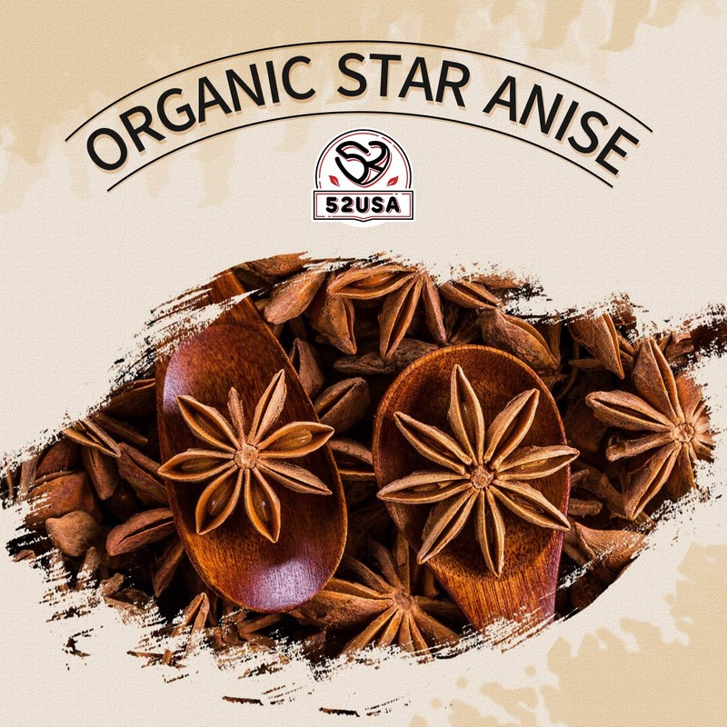 52USA Organic Star Anise - 4oz | Non-GMO, Whole Spice