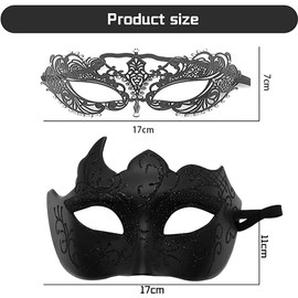 Slzhds Máscaras de Fiesta para Parejas, 2 Pcs Antifaz Fiesta Elegante para Hombre y Mujer, Máscaras de Lujo Ópera para Adultos, Accesorios de Disfraz para Navidad, Mardi Gras, Despedida de Soltera