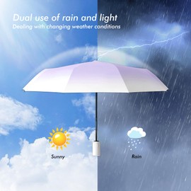 EEPLUYTY Umbrellas, Automatic Pocket Umbrella Open-Close with 8 Ribs, Storm Resistant, UV Protection, Automatic Opening and Closing (Purple)