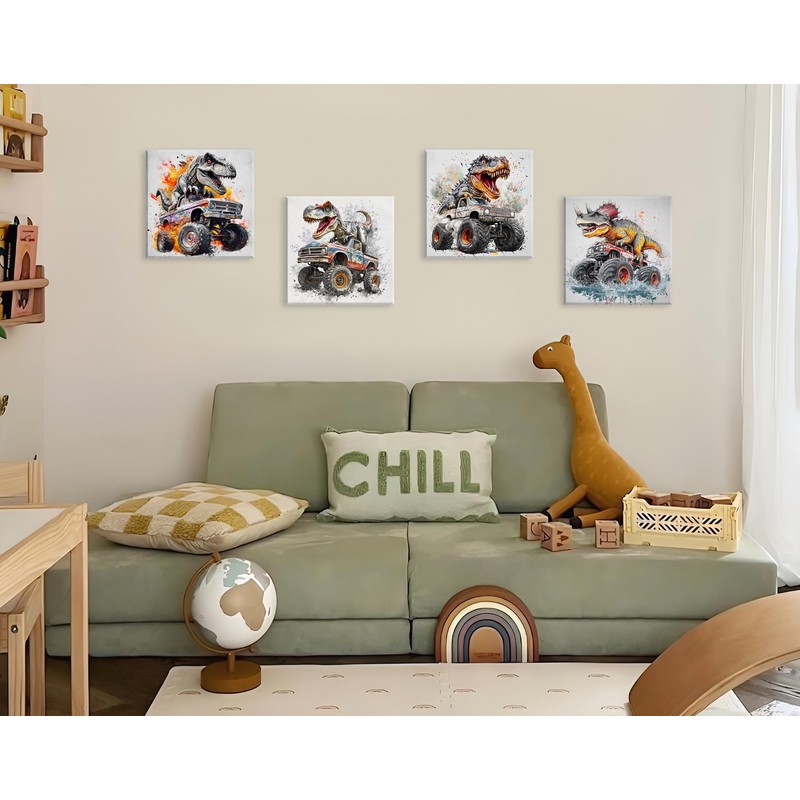 Namoset Dinosaur Truck Wall Art for Boys Room, Kids Room