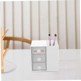 Ipetboom Capacity Cosmetics Storage Case with Multi Compartment Makeup Brush Holder for Office Desktop and Vanity Organizer White Makeup Storage Box for Skincare and Lipstick Accessories