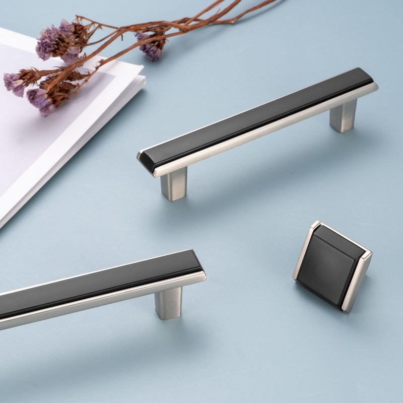 BEROSSA Black and Nickel Cabinet Pulls, Kitchen Cabinet Handles, 6-1/4
