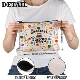 PYOUL Sewing Lover Gift Important Sewing Stuff Makeup Bag Quilting Lover Cosmetic Bag Quilter Sewer Gift (Sewing Stuff Bag)