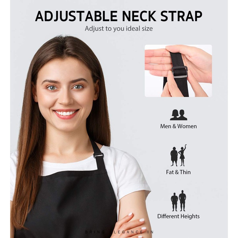 Syntus 4 Pack Chef Apron, Adjustable Bib Apron Waterdrop Resistant