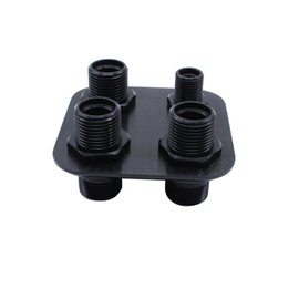 1 pc SHLPDFM Black Polished Firewall Bulkhead 4-Port 1-6(5/8"-18) 3-10(7/8"-14) Billet Aluminum Inline Heater AC Bulkhead Connector 181154-100 Compatible with Hot Rod Chevy Ford GM