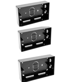 Surface Mounted Electrical pattress Box, Double Installation, Black 2 Gang (3 PACK)