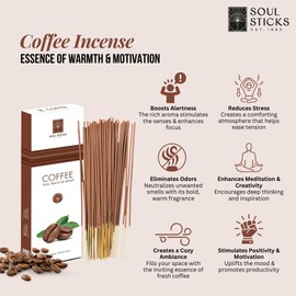 SOUL STICKS Premium Incense Sticks 90g Pack Long-Lasting, 9 Inch Incense Sticks for Home & Energy Cleansing, Meditation, Positive Vibes, Yoga & Relaxation (Coffee)