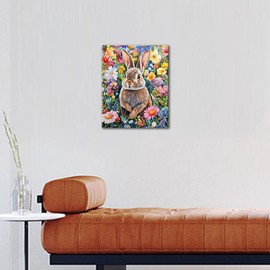 TISHIRON Paint by Numbers Set for Adults - Wonderful Rabbit on a Flower Meadow, Paint by Numbers for Adults, Spring Meadow, DIY Art Craft Set - 40 x 50 cm