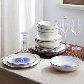 Stone Lain Luma Porcelain Dinnerware Set, 16-Piece - Service for 4, Blue