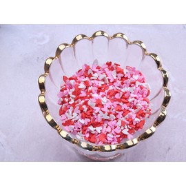 Sowaka 50g Resin Slime Fake Sprinkles Flatback Multi Color Round Tiny Clay Decoration for Charm Filler Fake Candy Chocolate Cupcake Cake Dessert Décor Art Particle (Red - Heart)
