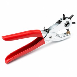 Leather Hole Punch Pliers for Belts & Crafts – 6-Position Rotating Metal Punch Tool for DIY Leatherworking
