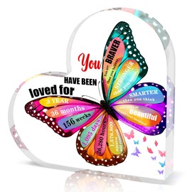 TAGDANK Gifts for 3 Year Old, 3rd Birthday Gifts, Unique Birthday/Anniversary Decorations, Butterfly Gifts, Small Gifts for Women, Acrylic Heart Keepsake, You Have Been Loved for 3 Years