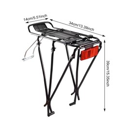 Dokeno Bicycle Rear Pannier Rack, Aluminium Alloy Bicycle Stand, Maximum Load 25 kg, Bicycle Pannier Rack with Reflector, Bicycle Accessories, Spring Flap for Mountain Bike, Road Bikes, MTB