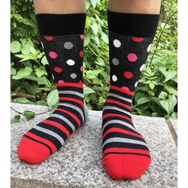 EmaoFun Mens Dress Socks, Funny Fancy Colorful Casual Pattern Crew Socks (Polka Dot)