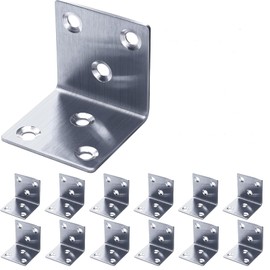 Corner Brackets for Wood and Metal 90° - Stainless Steel Angle 50 x 50 x 50 mm, Thickness 1.9 mm - Corner Connectors for Heavy Loads with Hole