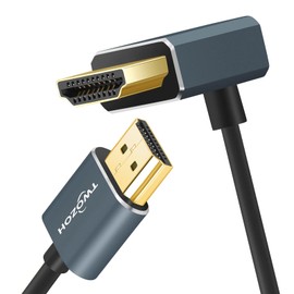 Twozoh Flexible HDMI to HDMI Cable Downward Angled 90° 0.3M, Ultra thin and Slim HDMI Lead Support 3D/4K@60Hz