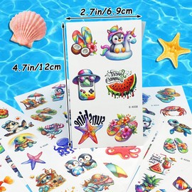 Summer Stickers for Kids, Hawaiian Tattoo Stickers, Summer Glitter Tattoos with Fruits, for Hawaiian Party Favors, Birthday Party, Scrapbooking, Diary, Crafts (A)