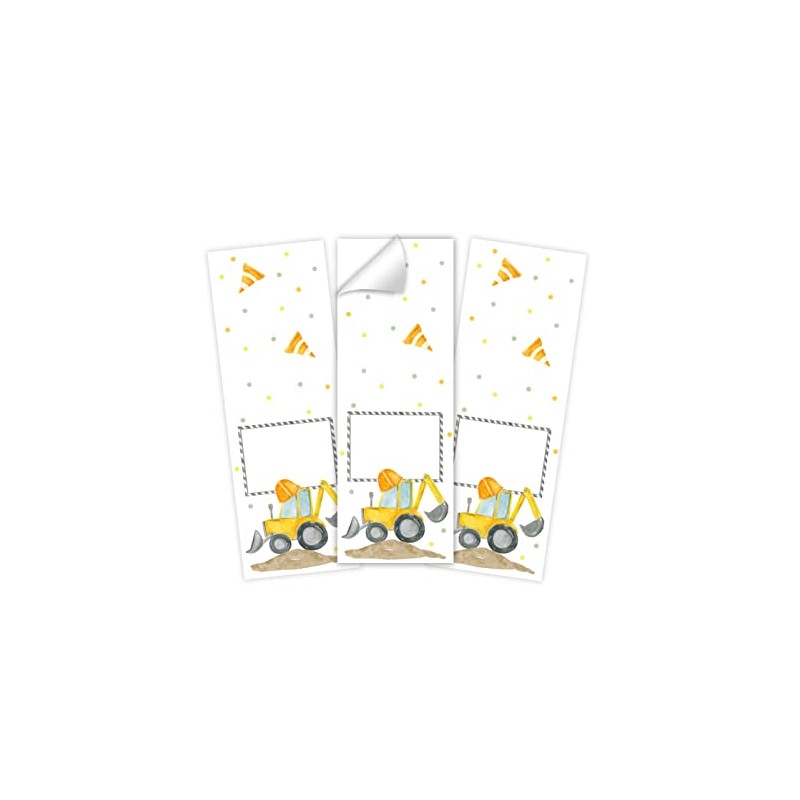 12 Gift Bags (Natural) + 12 Stickers Construction Site Gift