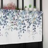 CosyBright Blue Eucalyptus Leaves Window Valance Watercolor Blue Plant Leaf