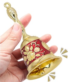 Christmas Hand Table Bell, Metal, Christmas Decoration Accessory Hand Table Bell, Hand Bell, Table Bell, Completely Made of Metal, for Restaurant, Hotel, Shops, Training of Pets (Reddish Gold).