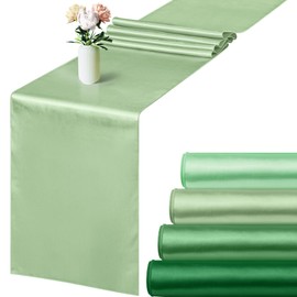 Aneco Satin Table Runner 12 x 108Inch Long Bright Silk and Smooth Fabric Party Table Runner for Wedding Banquet Party Decoration (Gradient Sage Green)