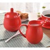 Ceramic Colorful Creamer and Sugar Set with Lid Spoon, Coffee