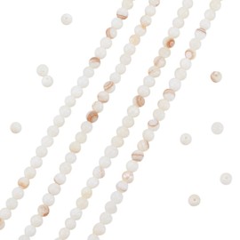 HOBBIESAY 200Pcs Natural Cultured Freshwater Shell Beads 5.5mm Natural Shell Pearl Beads Beach Sea Bead Floral White for DIY Jewelry Making Hole:0.7mm