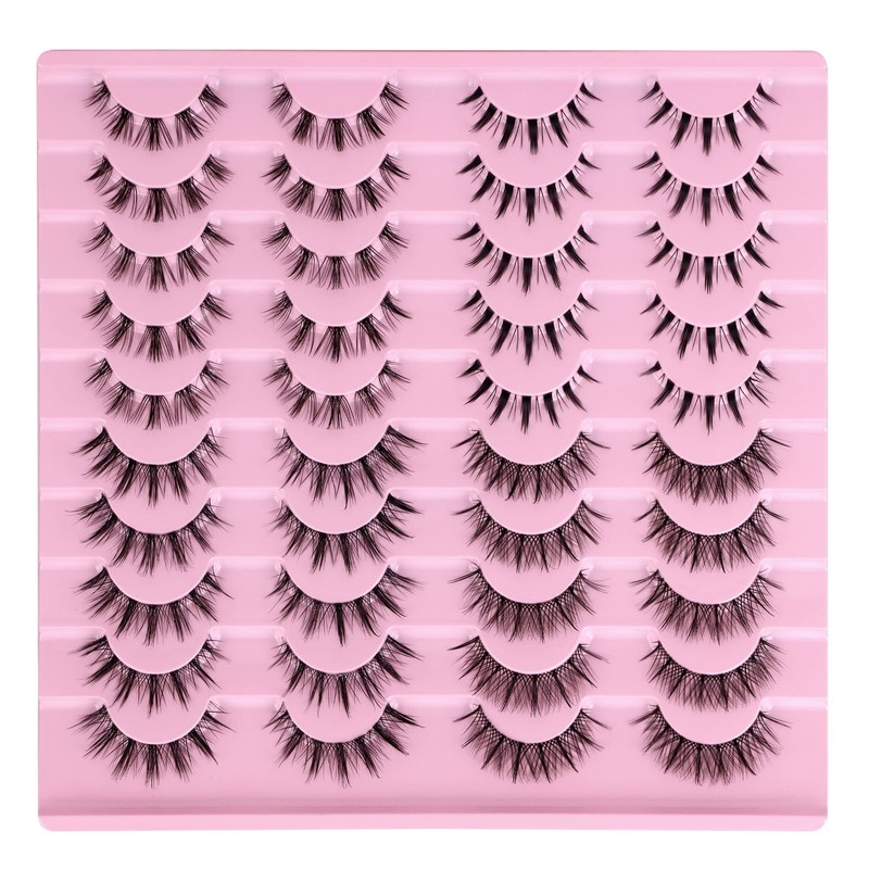 Manga Lashes Natural Look Anime False Eyelashes 20 Pairs Clear