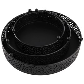 Hedume Set of 3 Black Cake Stand, Round Metal Cake Stands, Dessert Display Cupcake Stands, Wedding Brithday Party Celebration Dessert Display Plates-Black