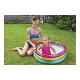 Alberca inflable redonda Intex 57104 Arcoíris de 86cm x 25cm 63L rosa y amarilla y azul caja
