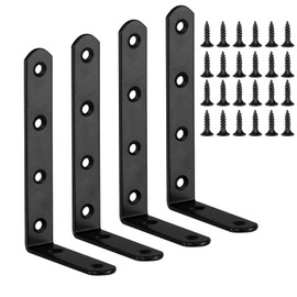 Arcjunys Shelf Bracket Angle Metal L Shaped Heavy Duty Angle Shelf Bracket 4 Pieces Shelf Bracket with Screws for Wall Mount Shelf Corner Shelf Wooden Furniture 125 x 75 mm