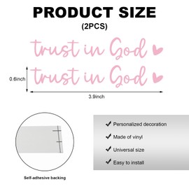 DXNQ 2 PCS Trust in God Rearview Mirror Decals, Automotive Vinyl Rear View Mirror Decorative Stickers, Waterproof Trust in God Stickers for Car Truck Laptop, Car Accessories (Pink)