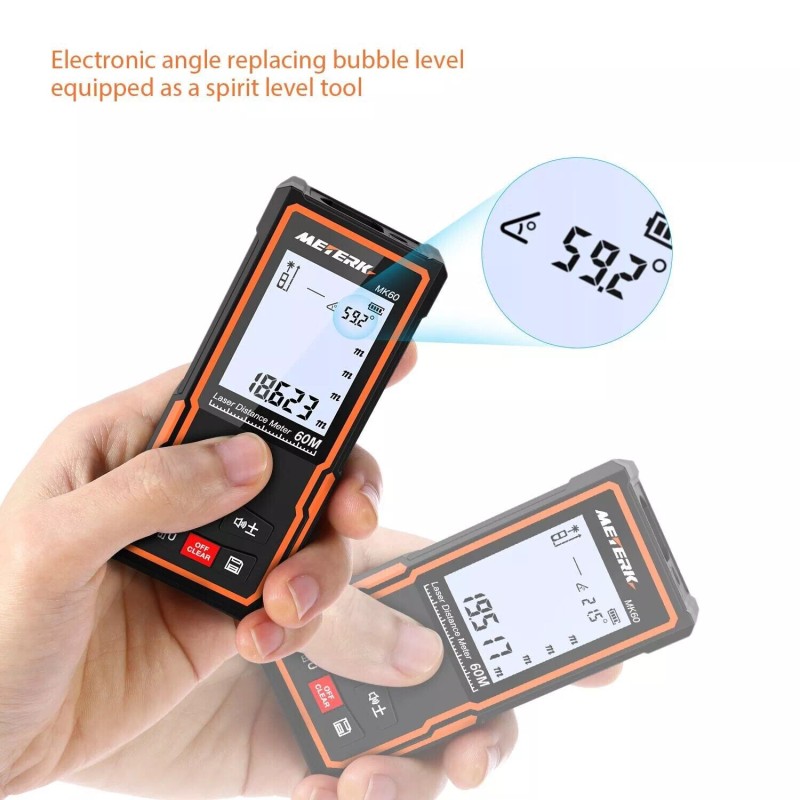 Meterk MK60 Handheld Digital Distance Meter LCD Display Backlight Angle