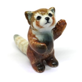 ZOOCRAFT Ceramic Red Panda Figurine Animal Standing Craft Miniature Collectible Porcelain DIY Gift