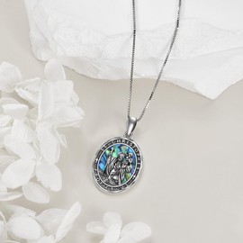 KZX Saint Christopher Pendant Necklace St Christopher Medal Bless Safety Religious Necklace Jewelry Gifts for Men Women