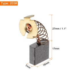 sourcing map 10pcs Carbon Brush 17mm x 18mm x 7mm Grinder Brush 203# Electric Motor Replacement Part Rotary Tool Cutting Machine Polisher Brushes for Repair Power Tools