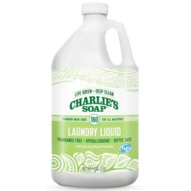 Charlie’s Soap – Fragrance-Free Laundry Liquid detergent – 160 Loads (128 oz, 1 Pack)