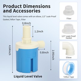 water level automatic control float valve Inside Type, Top Inner water level control float valve, 3/4 Inch Plastic, used in water tank aquarium, livestock drinking and other industrial applications.