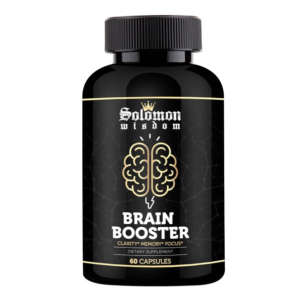 SOLOMON WISDOM Brain Booster – Nootropic Dietary Supplement for Memory Boost – 60 All-Natural Capsules to Enhance Focus & Improve Concentration & Clarity