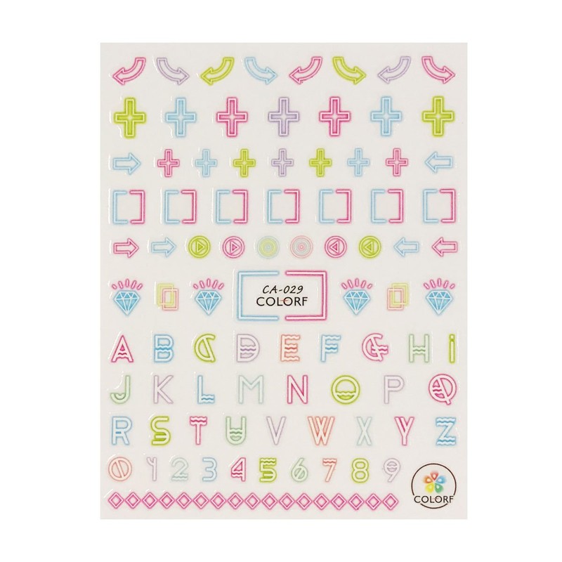 ALLYDREW 3 Sheets Burst of Neon Nail Art Neon Letters