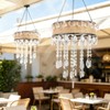 Solar Outdoor Hanging Chandelier, Waterproof Rustic Rattan Hanging Light with