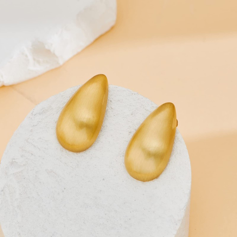 MUYAN Brushed Gold Long Waterdrop Earrings for Women Matte Gold