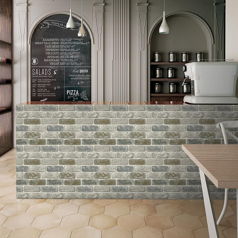 COMSTICKC 10 Pcs 3D Faux Brick Wall Panel, Peel and