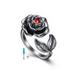 AOBOCO Rose Urn Rings for Women Sterling Silver Black Rose
