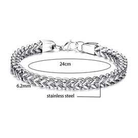 Men's Stainless Steel Cuban Bracelet with Clasp, Silver Bracelet Made of Solid Cuban Silver with Diamond Cut, Jewellery for Men, Stainless Steel