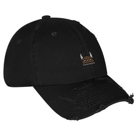 JPAK Horned Viking Helmet Vintage Dad Hat Frayed Embroidered Cap Cartoon Black