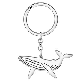 WEVENI Dolphin Keyring Whale Key Ring Rings Jellyfish Charms Fish Jewellery for Women Girls Sea Animals Lovers, 5 Whale Silver